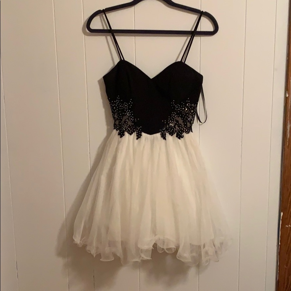 Black and White Rhinestone HOCO Dress